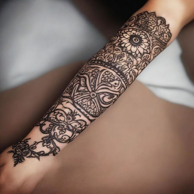 A high-resolution digital art image showcasing intricate henna designs