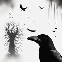 A vertically oriented, eerie image with a menacing black skull and a chilling crow, symbolic of ominous black magic.