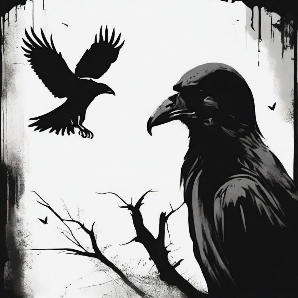 A vertically oriented, eerie image with a menacing black skull and a chilling crow, symbolic of ominous black magic.