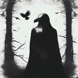 A vertically oriented, eerie image with a menacing black skull and a chilling crow, symbolic of ominous black magic.