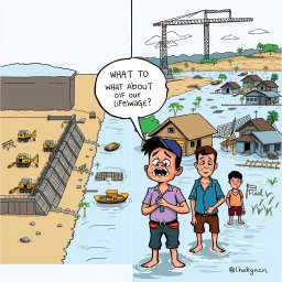 A simple and impactful editorial cartoon depicting the flood control project issue in the Philippines