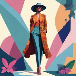 A digital art piece showcasing a stylish and confident woman