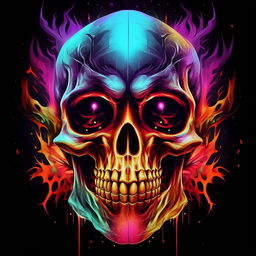 A brightly colored, vertical image depicting an intimidating skull, symbolic of ominous black magic.