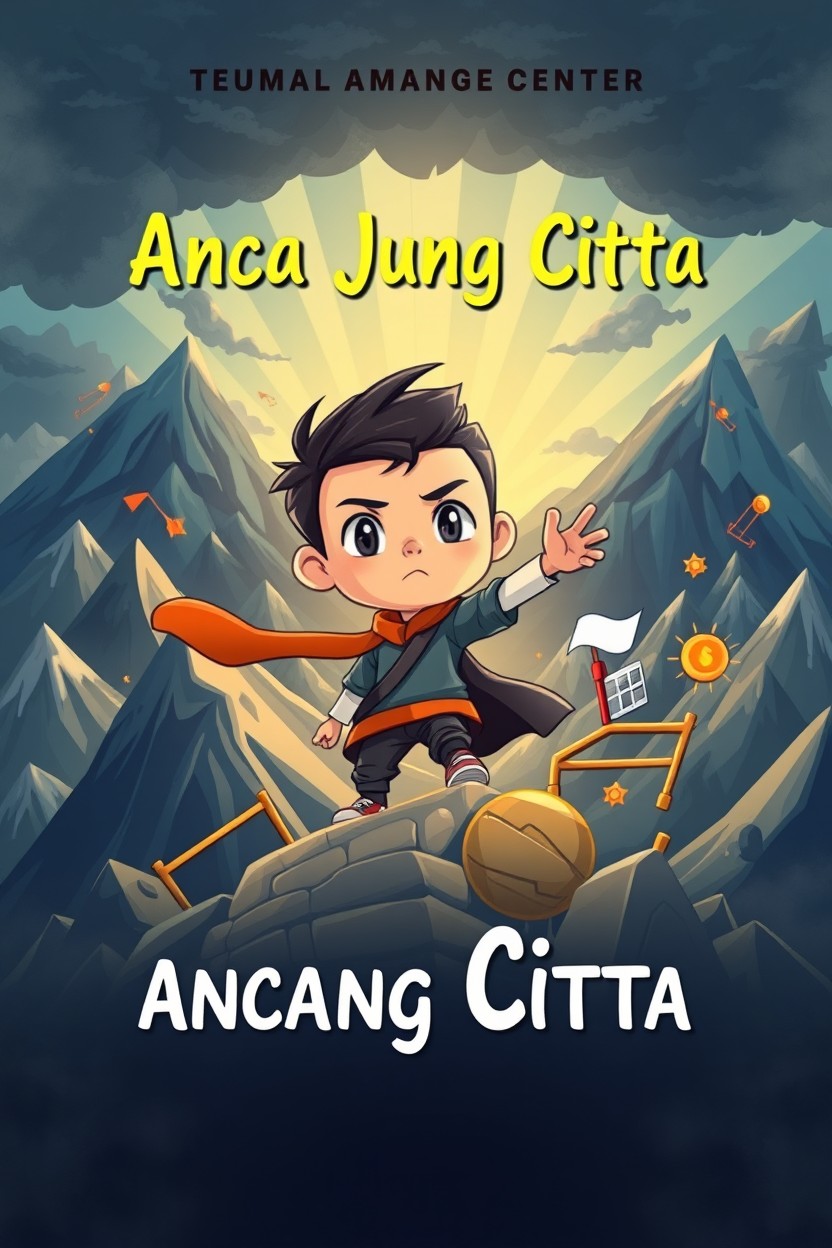 A book cover for the title 'Anca Juang Citta', featuring a central cartoon character embodying determination and resilience