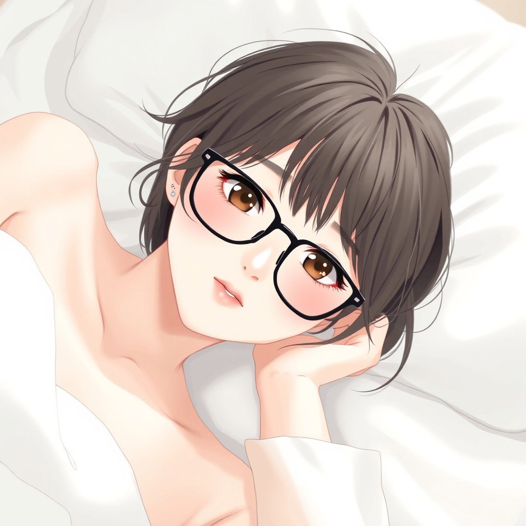 An anime woman with very light pale soft skin that radiates a gentle glow