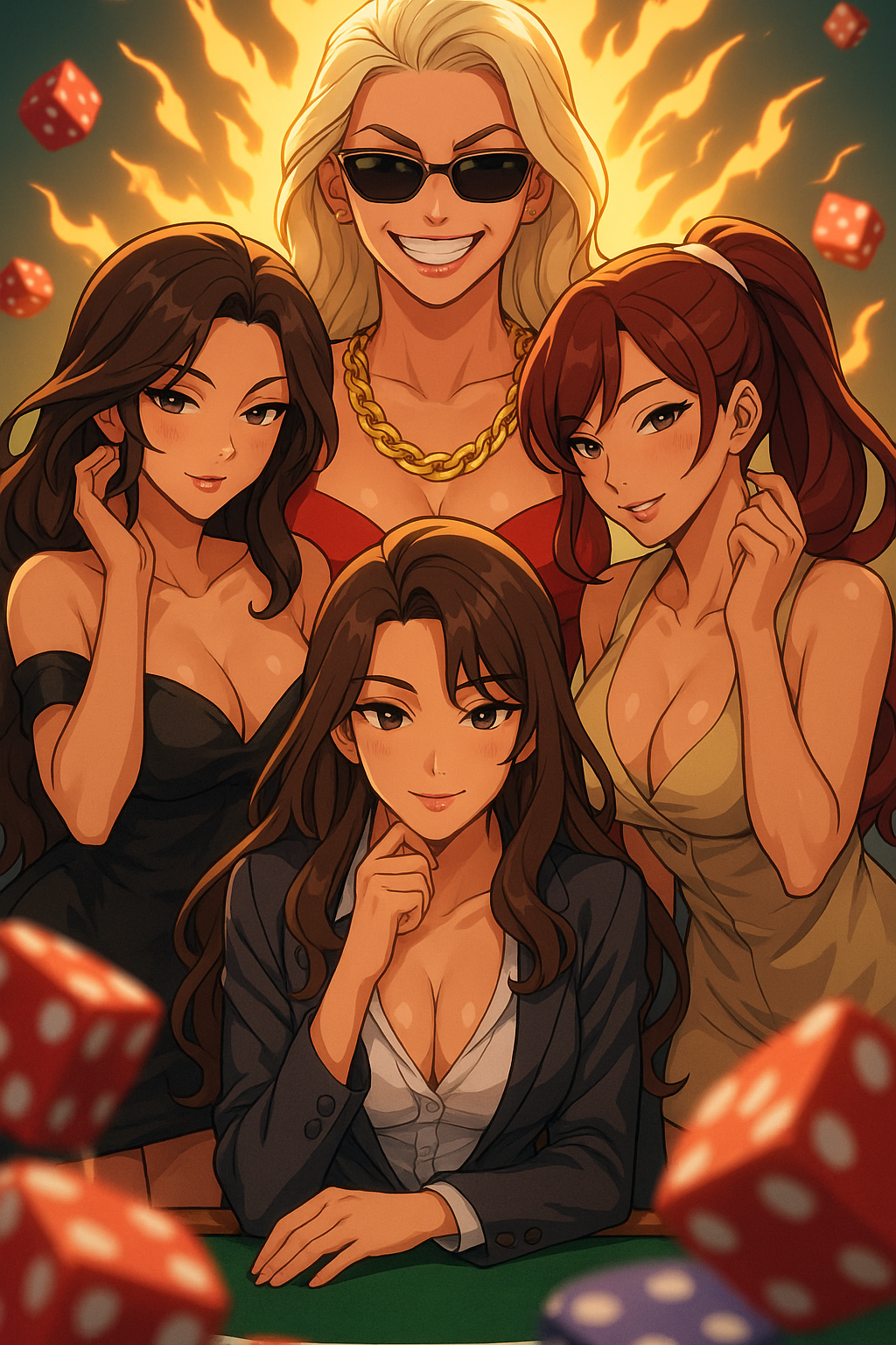 Recreate this but it's a bunch of hot anime girls  seducingyou to gamble
