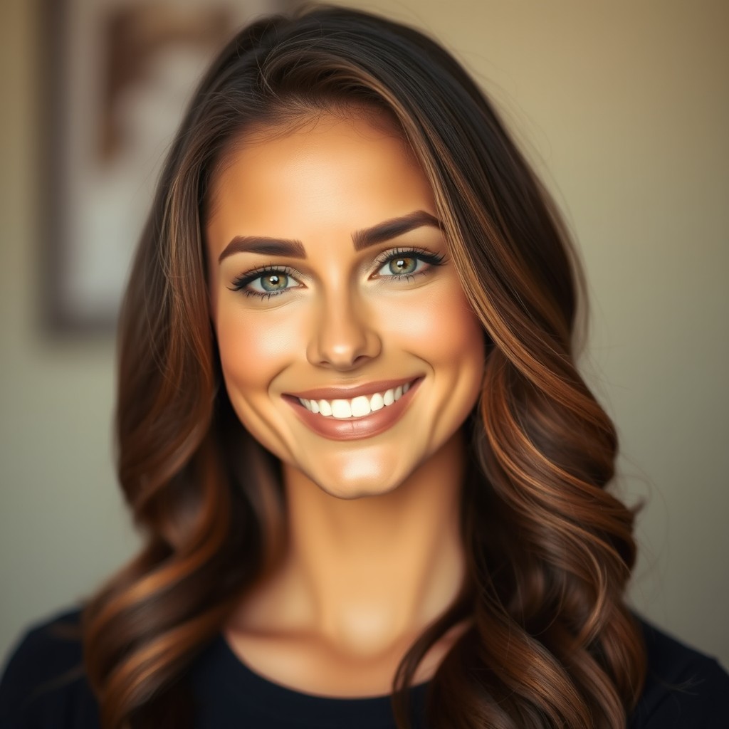 A stunningly beautiful female portrait with captivating features, showcasing her expressive eyes and radiant smile