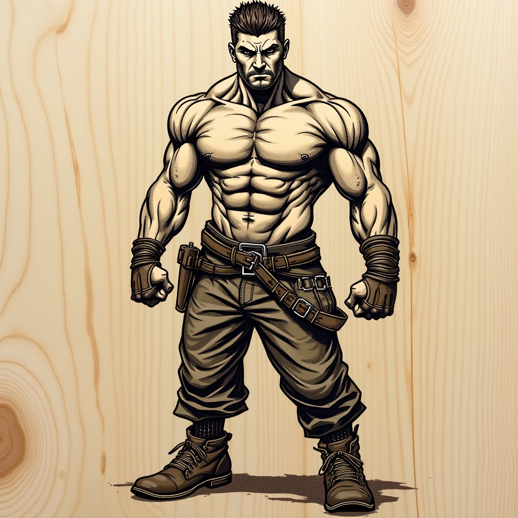 A detailed and striking image of an Alpha man, showcasing a strong and confident physique, with an intense gaze and powerful stance