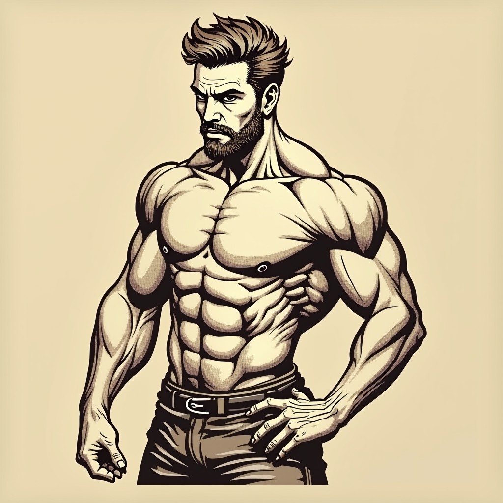 A bold and charismatic alpha man depicted in a confident pose, suitable for laser engraving