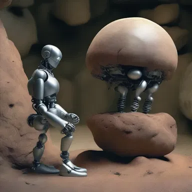 In the futuristic world of the science fiction novel, humans and robots exist in a concretion, working together for a common goal.