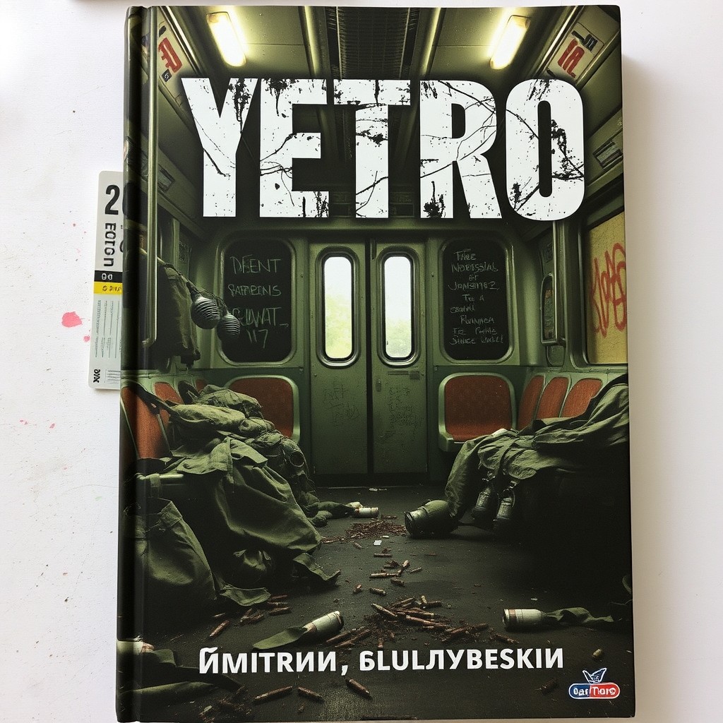 A dramatic book cover for 'Метро' by Дмитрий Глуховский, showcasing an old subway car in a dimly lit, abandoned subway station