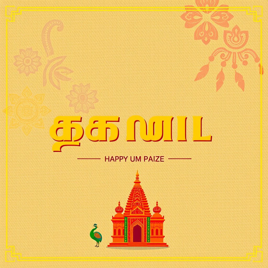 A beautifully designed front page for a Tamil project, featuring traditional Tamil motifs and patterns
