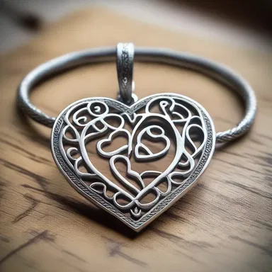 He filigreed a delicate silver pendant for his girlfriend, adorned with intricate hearts, as a symbol of their love.