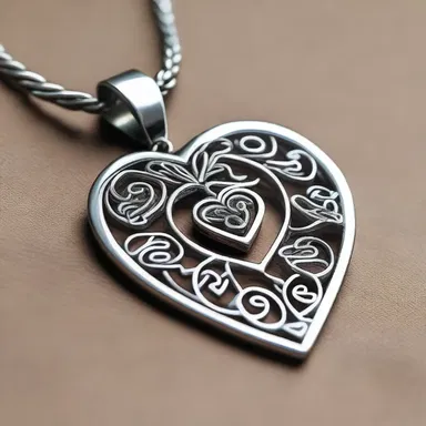 He filigreed a delicate silver pendant for his girlfriend, adorned with intricate hearts, as a symbol of their love.
