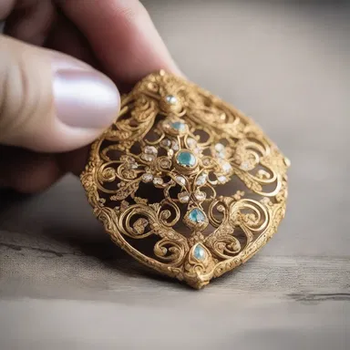 The talented artisan spent hours meticulously filigreeing a stunning gold brooch, showcasing their skill and attention to detail.