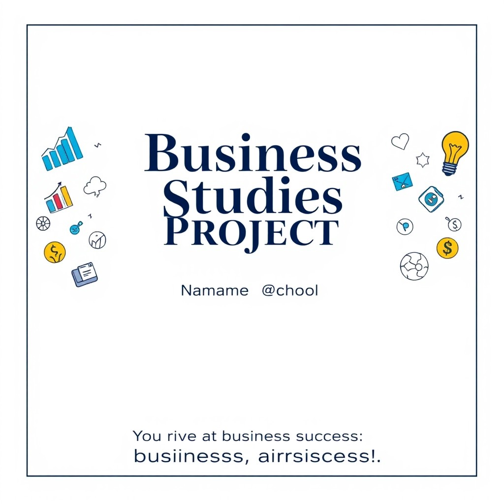 A beautifully designed front page for a Business Studies project featuring a modern aesthetic
