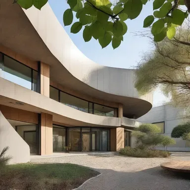 The unoffending design of the building blended perfectly with its surroundings.