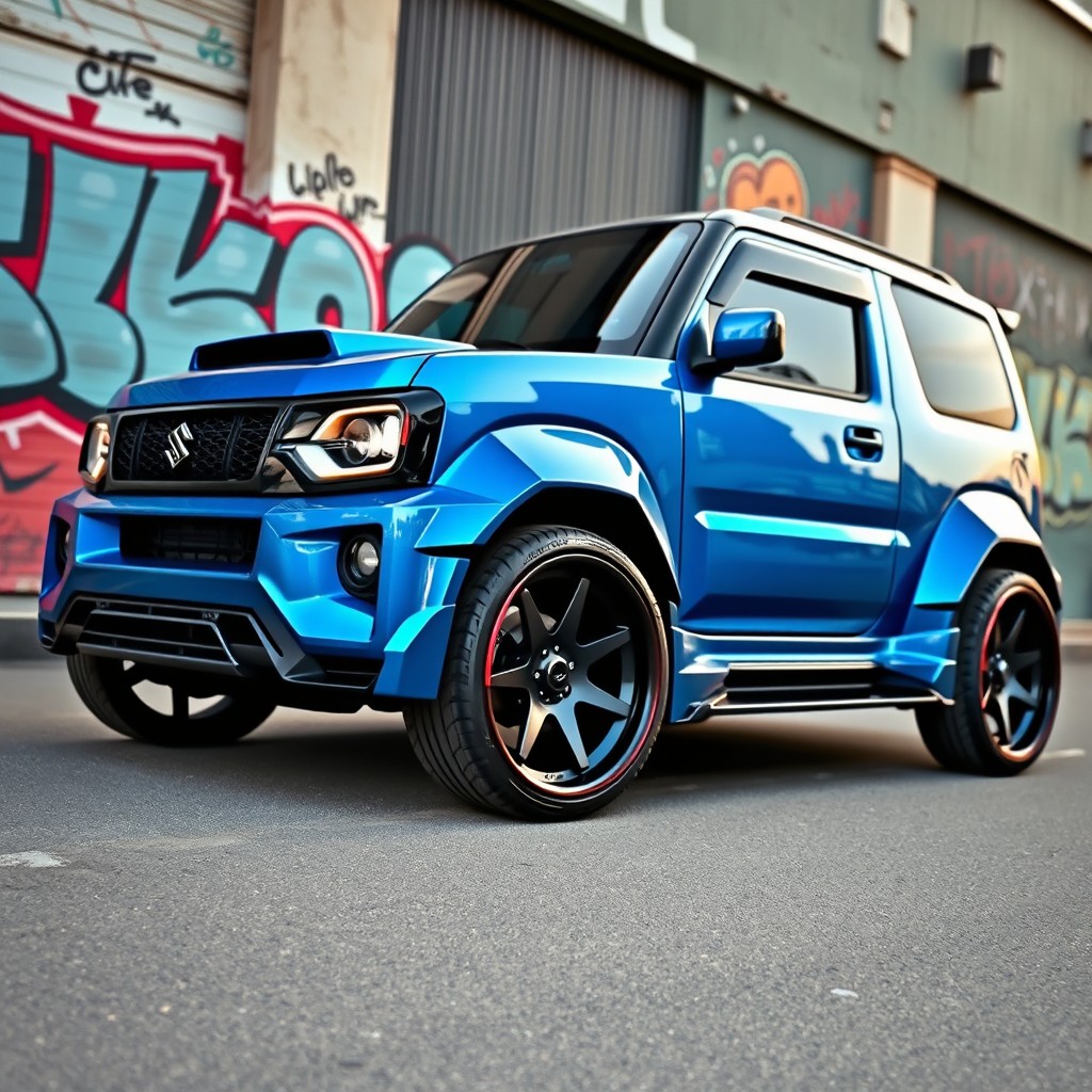 A highly customized Suzuki XL7, showcasing a striking modification style
