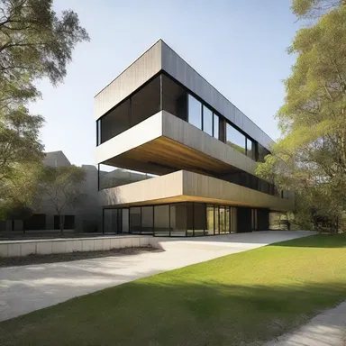 The unoffending design of the building blended perfectly with its surroundings.