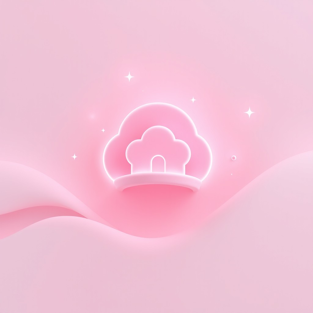A wide banner featuring a soft, elegant, modern abstract symbol representing a cloud house and community