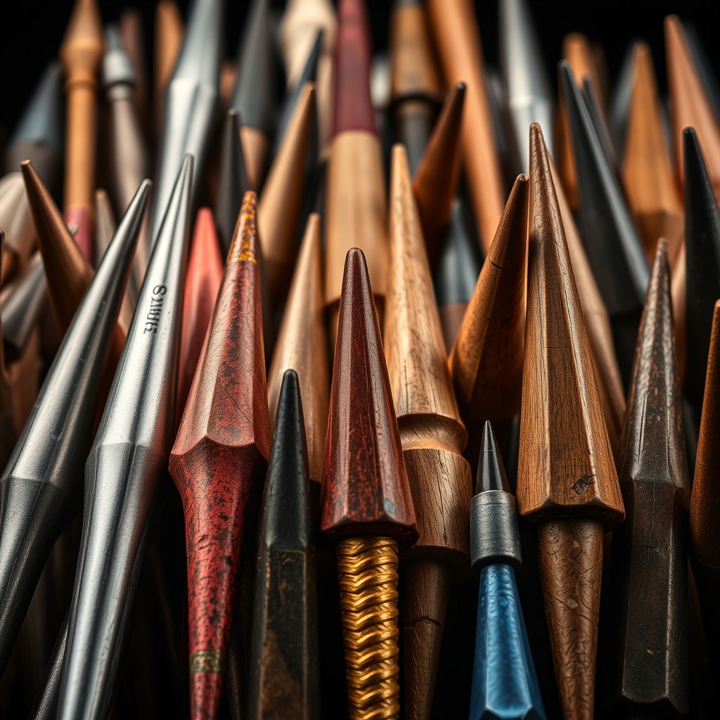 A striking, close-up view of various types of spikes, showcasing their intricate details and textures