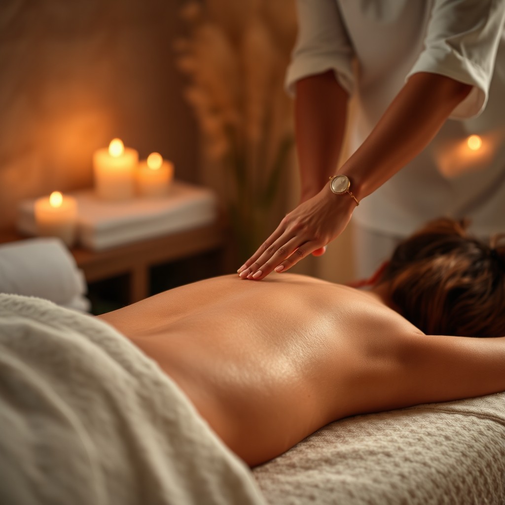 An inviting and serene spa setting featuring a soothing, calming atmosphere for a deep abdominal massage