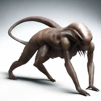 The alien creature had runcinate scales along its back, giving it a fearsome appearance.
