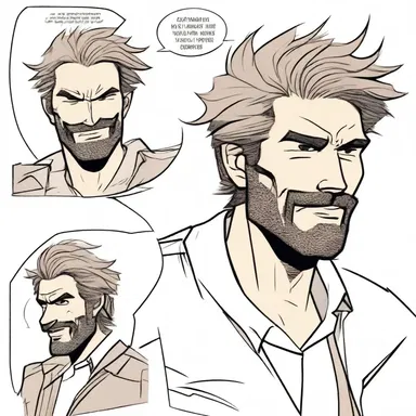 In the comic strip, the character's scruff is always drawn slightly disheveled.
