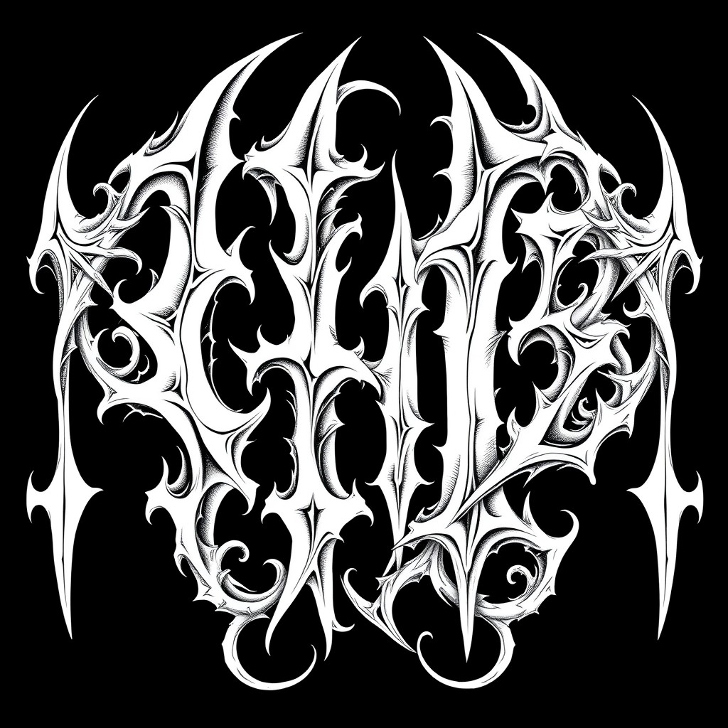 A striking composition featuring the letters "CH13" in a satanic metal style, rendered in bold white art against a pitch-black background