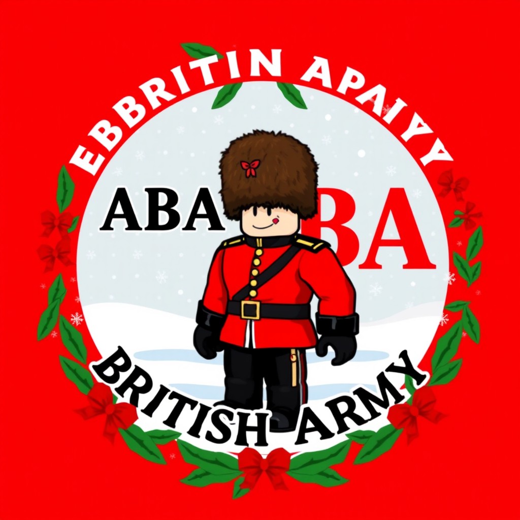 A graphic design for a Roblox logo featuring a British Army theme