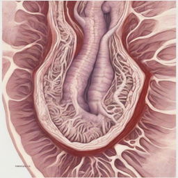 Detailed cross-section of the trachea artery in a histological perspective