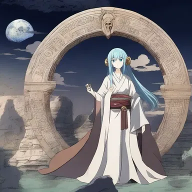 In the first quarter of the Moon's period of revolution around the Earth, the characters of the anime series discovered a mysterious ancient artifact.