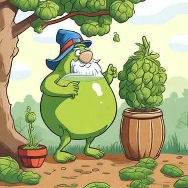 In the cartoon, a character picked bines of common hop and used them to make a potion.