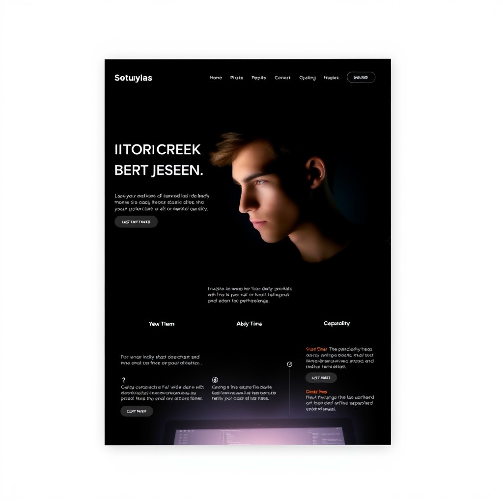 A computer project front page design featuring a dark theme, showcasing a sleek, modern interface