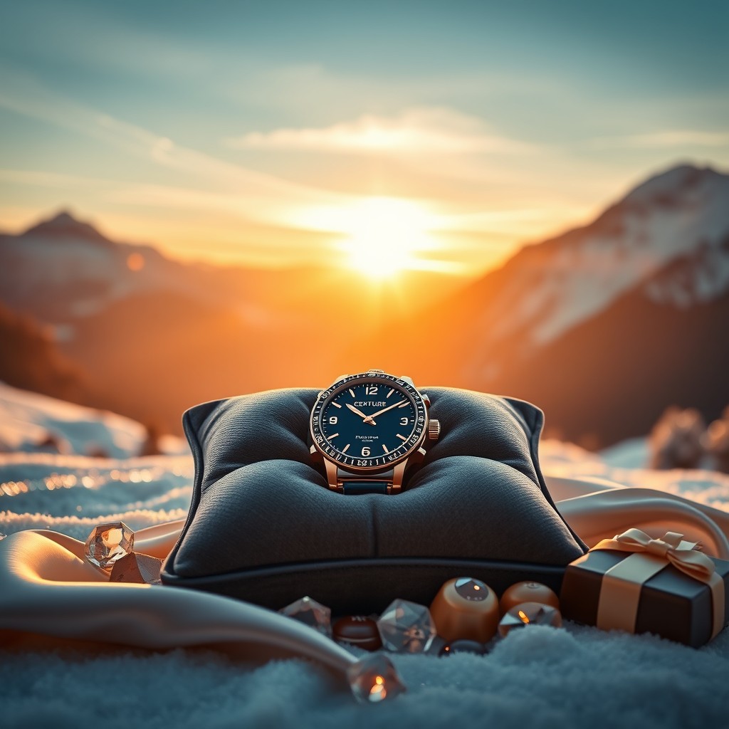 A luxurious and magical advertising background featuring the Prime Time watch by CENTURY