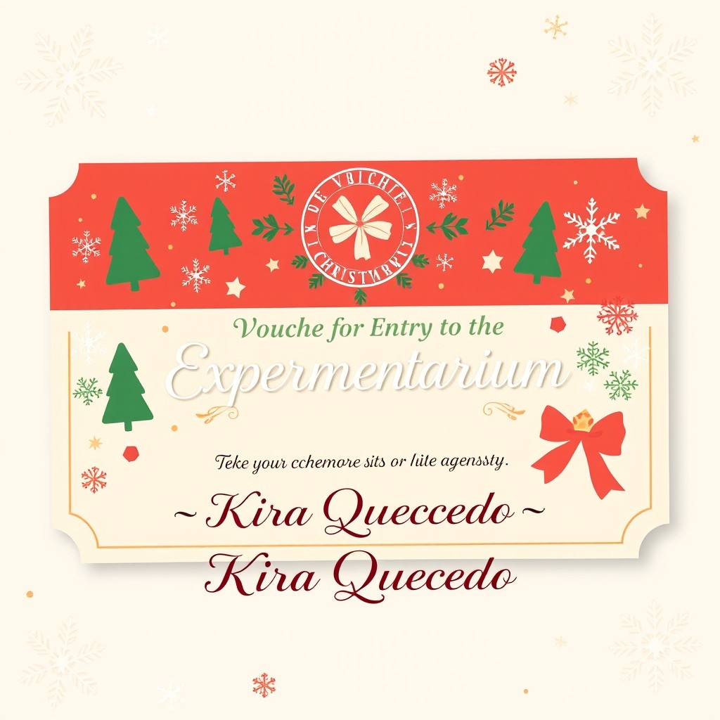 A festive Christmas voucher design for Kira Quecedo to enter the Experimentarium in Copenhagen