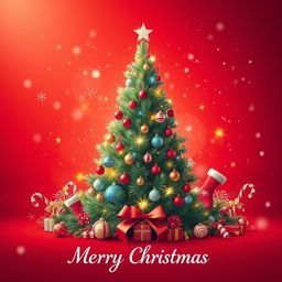 A beautiful Christmas card design featuring a bright red background that exudes warmth and holiday cheer