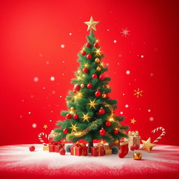 A beautiful Christmas card design featuring a bright red background that exudes warmth and holiday cheer