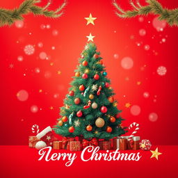 A beautiful Christmas card design featuring a bright red background that exudes warmth and holiday cheer