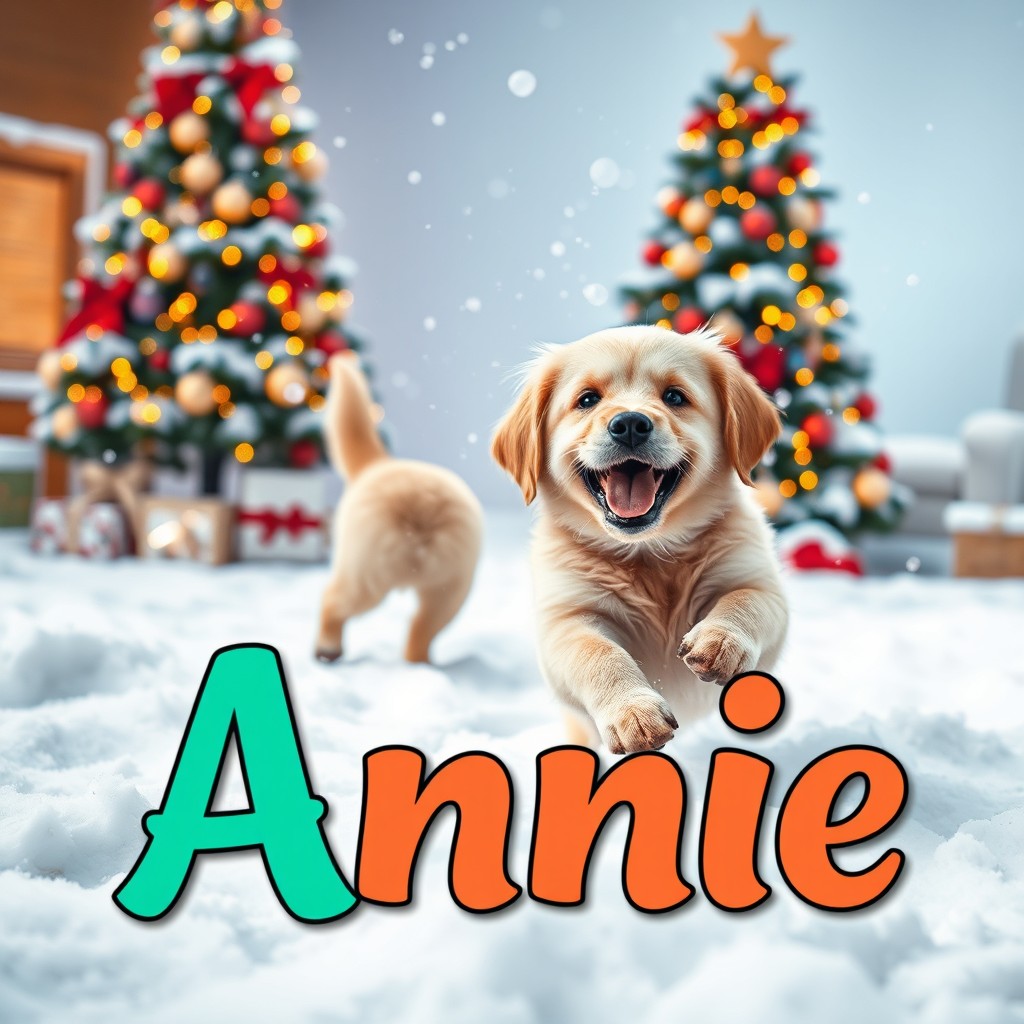 A festive profile picture design showcasing the name 'Annie' in a cheerful and whimsical font, prominently displayed in the foreground