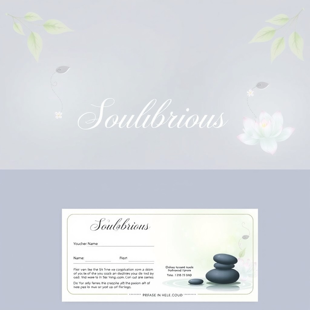 A beautifully crafted gift voucher for a spa named 'Soulubrious'