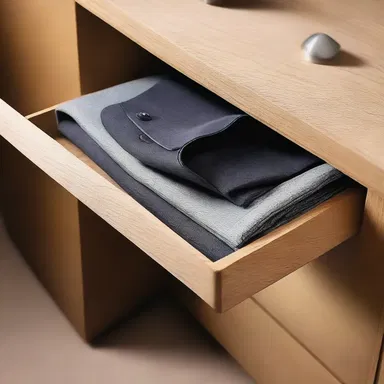 The pants presser is cleverly integrated into the custom built-in wardrobe, allowing for effortless wrinkle-free trousers.