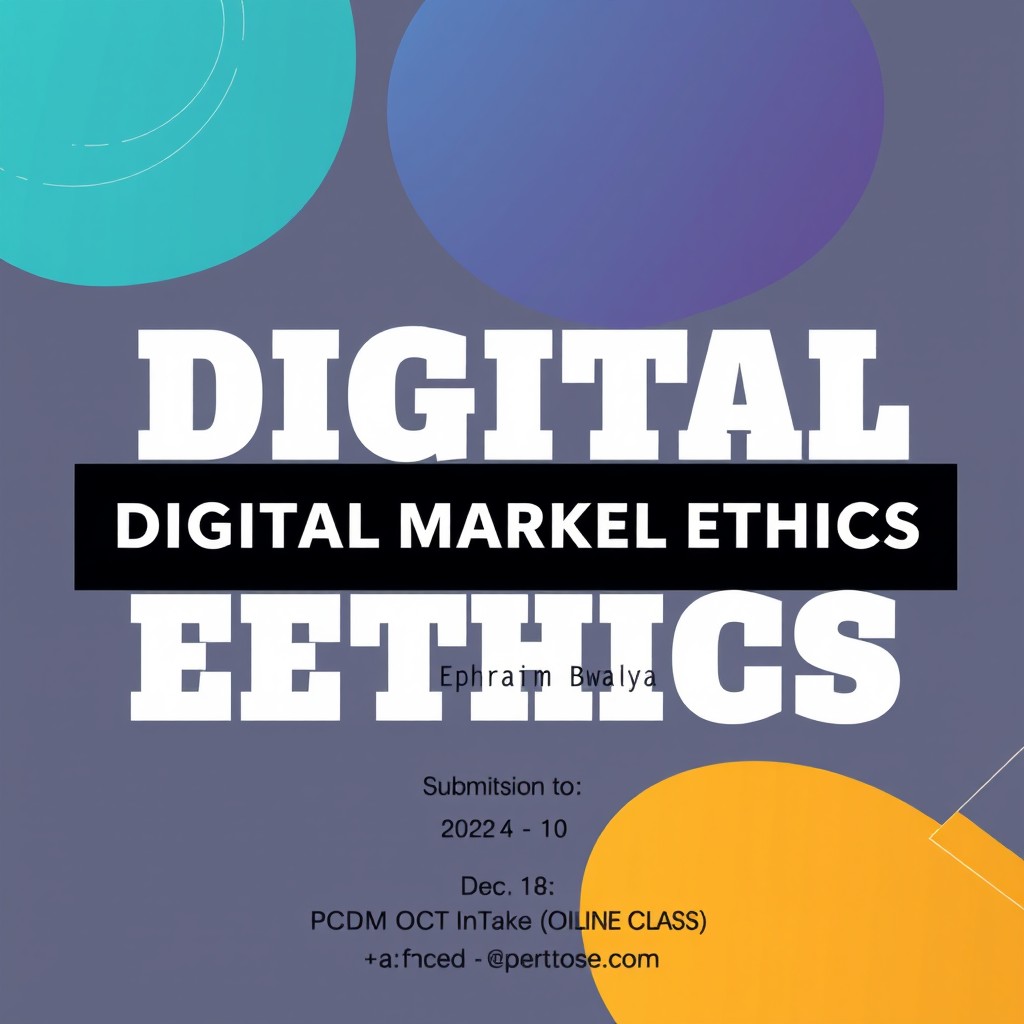 A clean and professional cover page for the assignment titled 'DIGITAL MARKETING ETHICS'