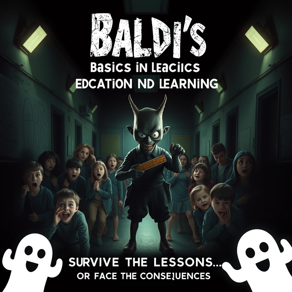 A live-action horror movie poster inspired by the video game 'Baldi's Basics in Education and Learning'