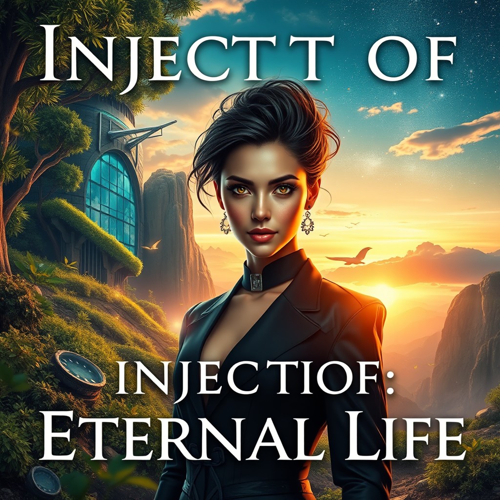 A visually striking cover for a book titled 'Injection of Eternal Life'