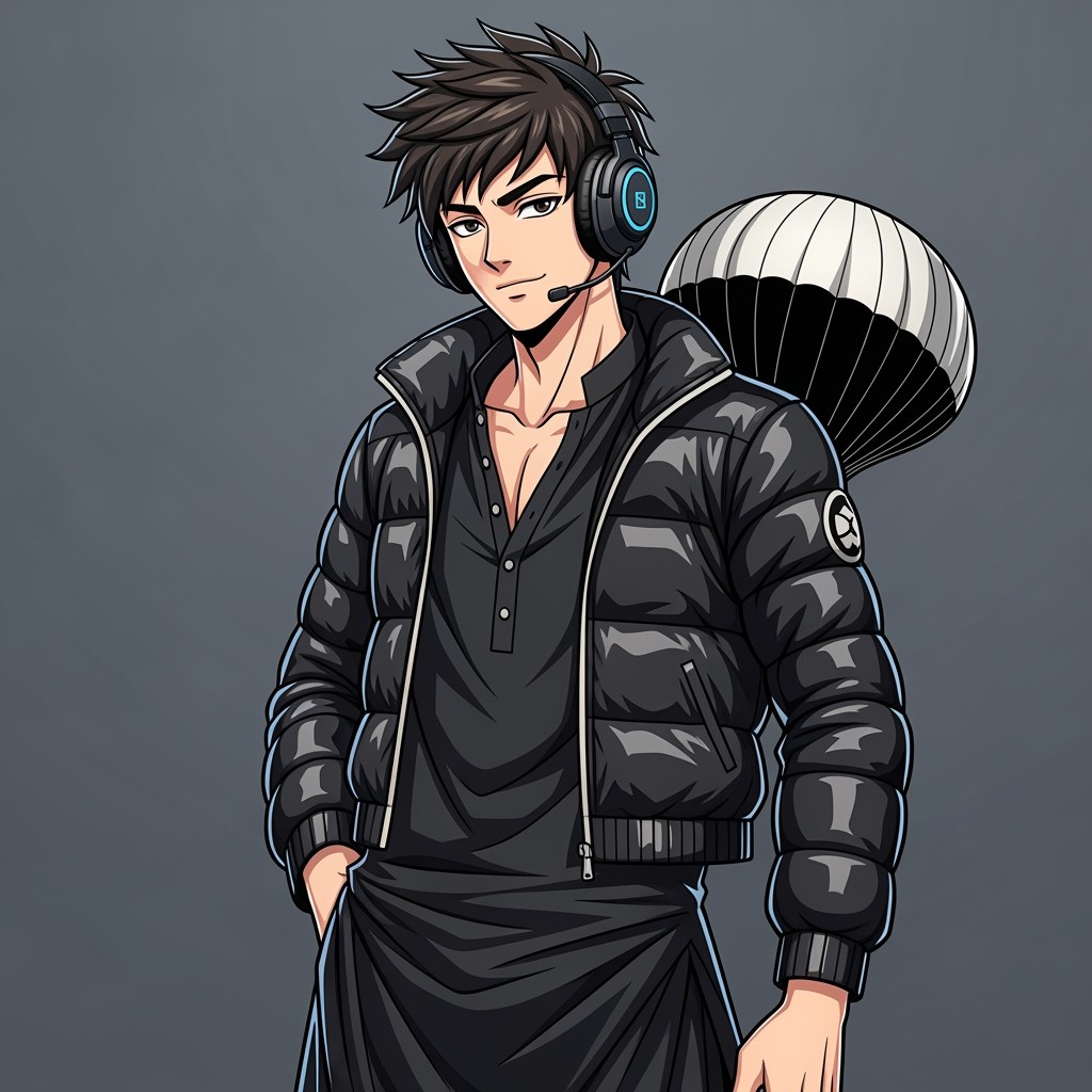 A cool anime character who is 17 years old with a perfectly fit body
