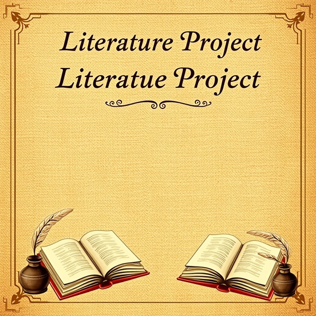 A visually appealing cover page for a literature project, featuring a blend of classic and modern design elements