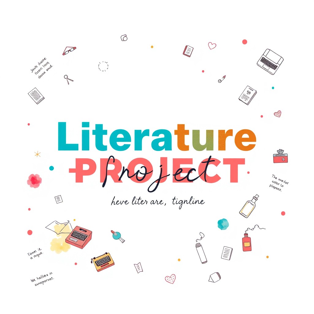 A fresh and vibrant cover page for a literature project, featuring a dynamic and colorful design