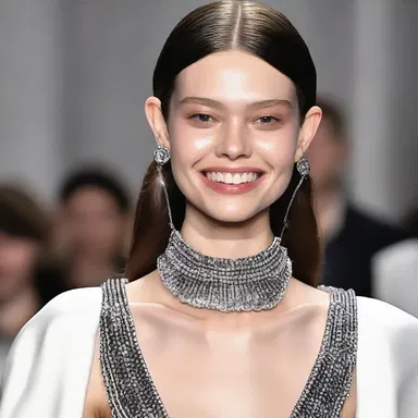The model's malposed tooth added a unique and edgy element to her runway look.