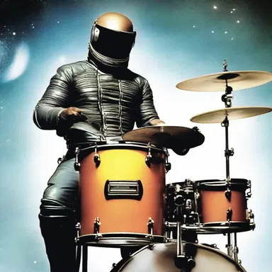 In the science fiction novel, the skilled drummer was part of an intergalactic rock band that traveled through space.